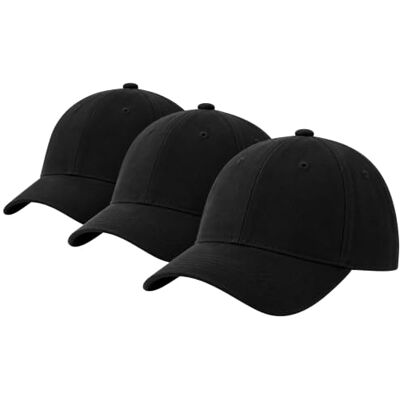 4sold Pacote de 3 bonés de beisebol para homens e mulheres, 100% algodão, boné de beisebol desportivo, casual, liso, chapéu de sol, chapéus de latão, estilo polo clássico 4sold Pacote de 3 bonés de beisebol para homens e mulheres, 100% algodão, boné de beisebol desportivo, casual, liso, chapéu de sol, chapéus de latão, estilo polo clássico