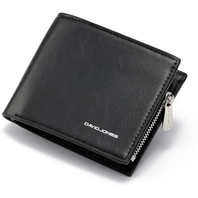 David Jones Carteira de homem pequena porta-cartões e carteira de efeito em couro muitos compartimentos bolsos para bilhetes e moedas preto David Jones Carteira de homem pequena porta-cartões e carteira de efeito em couro muitos compartimentos bolsos para bilhetes e moedas preto
