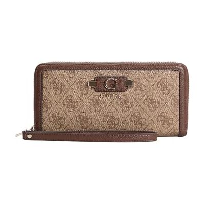 GUESS Carteira Lindsey SLG Zip Around Wallet Latte logótipo castanho GUESS Carteira Lindsey SLG Zip Around Wallet Latte logótipo castanho