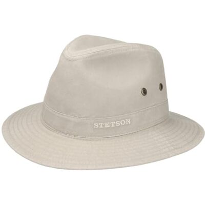 Stetson Traveller com proteção UV 40, Homem Dobrável Chapéu de Verão em Look Usado com Logotipo Bordado Chapéu de Tecido Primavera/Verão Stetson Traveller com proteção UV 40, Homem Dobrável Chapéu de Verão em Look Usado com Logotipo Bordado Chapéu de Tecido Primavera/Verão