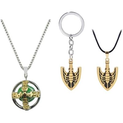 generic Bizarre Adv. Colar com pingente de flecha de anime, porta-chaves sobrenaturais e 50 decalques para homens e mulheres, conjunto de acessórios de presente para fãs, plástico, pérola generic Bizarre Adv. Colar com pingente de flecha de anime, porta-chaves sobrenaturais e 50 decalques para homens e mulheres, conjunto de acessórios de presente para fãs, plástico, pérola