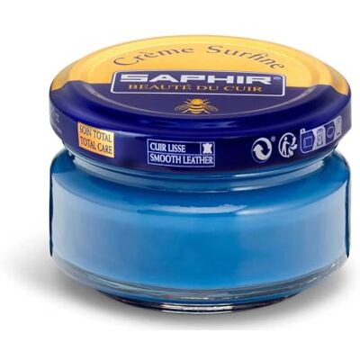 SAPHIR Crème Surfine 50 ml Crème Surfine com cera de abelha e óleo de amêndoa doce, hidrata e nutre o couro em profundidade, deixa o couro macio, azul (83) SAPHIR Crème Surfine 50 ml Crème Surfine com cera de abelha e óleo de amêndoa doce, hidrata e nutre o couro em profundidade, deixa o couro macio, azul (83)