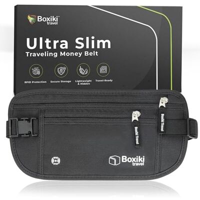Boxiki Travel Cinto de Dinheiro Oculto para Homens e Mulheres Cinto de Cintura com Bloqueio RFID para Passaporte, Carteira e Telefone Seguro para Viajar Boxiki Travel Cinto de Dinheiro Oculto para Homens e Mulheres Cinto de Cintura com Bloqueio RFID para Passaporte, Carteira e Telefone Seguro para Viajar
