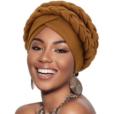 DRESHOW Turbante africano para mulheres duplo pré-atado entrançado invólucro de cabeça chapéus moda boné de Dormi gorro cancro de quimio DRESHOW Turbante africano para mulheres duplo pré-atado entrançado invólucro de cabeça chapéus moda boné de Dormi gorro cancro de quimio