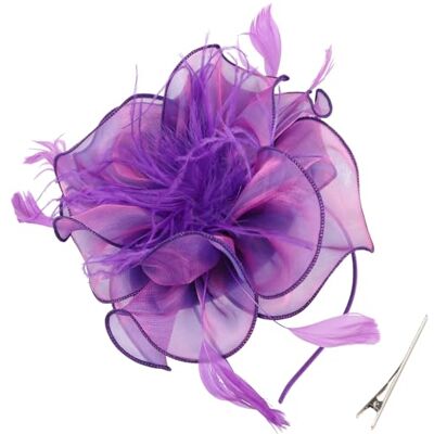 DRESHOW Fascinators Hat Cocktail Tea Party Headwear flor de malha organza fitas penas numa bandolete e um clipe de garfo para meninas e mulheres DRESHOW Fascinators Hat Cocktail Tea Party Headwear flor de malha organza fitas penas numa bandolete e um clipe de garfo para meninas e mulheres