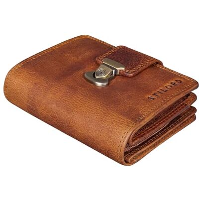 STILORD " Carteira couro genuíno para homem mulher elegantes carteiras RFID carteira com fecho de correr carteiras de pele autentica com caixa de presente cor: Kara Cognac STILORD " Carteira couro genuíno para homem mulher elegantes carteiras RFID carteira com fecho de correr carteiras de pele autentica com caixa de presente cor: Kara Cognac