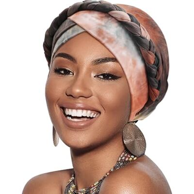 DRESHOW Turbante africano para mulheres pré-atado entrançado invólucro de cabeça chapéus moda boné de Dormi gorro cancro de quimio DRESHOW Turbante africano para mulheres pré-atado entrançado invólucro de cabeça chapéus moda boné de Dormi gorro cancro de quimio