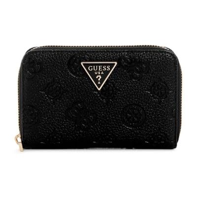 GUESS Carteira Cresidia II SLG Zip Around Wallet Black Logo preto GUESS Carteira Cresidia II SLG Zip Around Wallet Black Logo preto