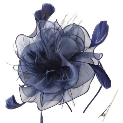 DRESHOW Fascinators Hat Cocktail Tea Party Headwear flor de malha organza fitas penas numa bandolete e um clipe de garfo para meninas e mulheres DRESHOW Fascinators Hat Cocktail Tea Party Headwear flor de malha organza fitas penas numa bandolete e um clipe de garfo para meninas e mulheres