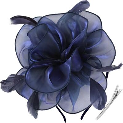 DRESHOW Fascinators Hat Cocktail Tea Party Headwear flor de malha organza fitas penas numa bandolete e um clipe de garfo para meninas e mulheres DRESHOW Fascinators Hat Cocktail Tea Party Headwear flor de malha organza fitas penas numa bandolete e um clipe de garfo para meninas e mulheres