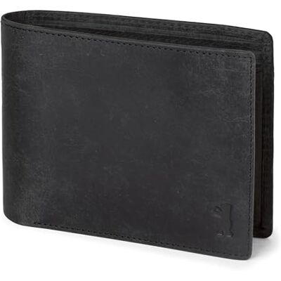 Berliner Bags Peter Carteira de pele autêntica para homem, porta-moedas Cinzento escuro, carteira de couro de búfalo, 6 cartões, 2 compartimentos, janela DNI, ficha carrinho, proteção NFC Berliner Bags Peter Carteira de pele autêntica para homem, porta-moedas Cinzento escuro, carteira de couro de búfalo, 6 cartões, 2 compartimentos, janela DNI, ficha carrinho, proteção NFC