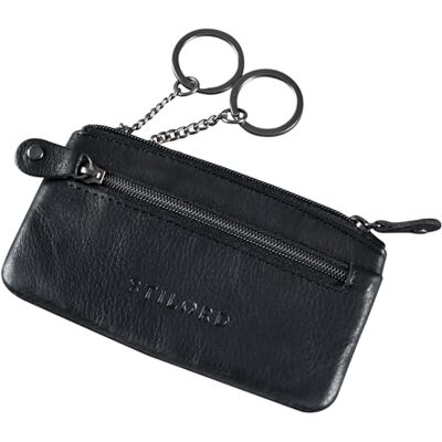 STILORD Estojo de chaves de couro vintage organizador carteira para cartões pequenos com anel de fecho RFID protetor cor: preto STILORD Estojo de chaves de couro vintage organizador carteira para cartões pequenos com anel de fecho RFID protetor cor: preto