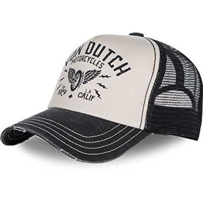 Von Dutch Bonés para homem e mulher, Trucker Crew, bege B Unissexo, adulto 55,5-60 cm, 100% algodão, fecho snapback, malha rígida, viseira curva, vintage Von Dutch Bonés para homem e mulher, Trucker Crew, bege B Unissexo, adulto 55,5-60 cm, 100% algodão, fecho snapback, malha rígida, viseira curva, vintage