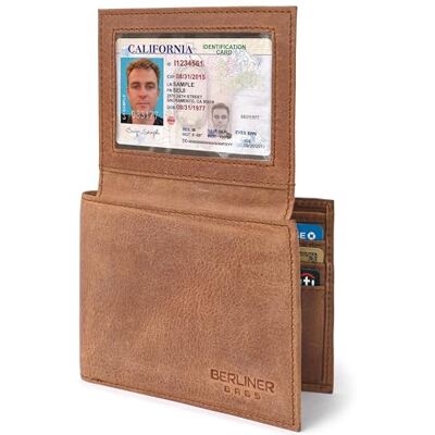 Berliner Bags Peter Carteira de pele autêntica homem com 8 cartões e RFID Castanho, carteira de couro de búfalo, sem porta-moedas, 2 janelas DNI, compartimento para bilhetes, design fino, vintage Berliner Bags Peter Carteira de pele autêntica homem com 8 cartões e RFID Castanho, carteira de couro de búfalo, sem porta-moedas, 2 janelas DNI, compartimento para bilhetes, design fino, vintage