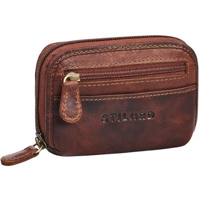 STILORD Carteira de chaves de couro para homem com vários compartimentos organizador de chaves e moedas para mulher porta-chaves de pele autêntica com bolso cor: Kara Cognac STILORD Carteira de chaves de couro para homem com vários compartimentos organizador de chaves e moedas para mulher porta-chaves de pele autêntica com bolso cor: Kara Cognac