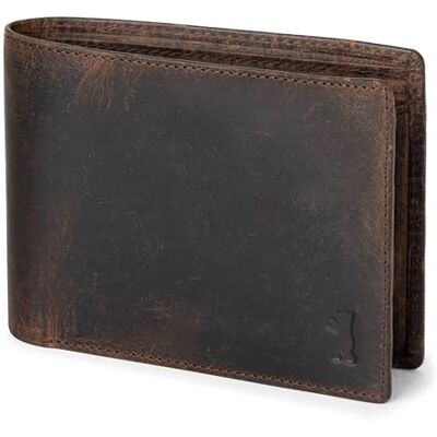 Berliner Bags Carteira Slim de pele autêntica para homem, porta-moedas Castanho, carteira de couro de búfalo, 4 cartões, 3 compartimentos, carrinho de mesa, proteção RFID, vintage, elegante Berliner Bags Carteira Slim de pele autêntica para homem, porta-moedas Castanho, carteira de couro de búfalo, 4 cartões, 3 compartimentos, carrinho de mesa, proteção RFID, vintage, elegante