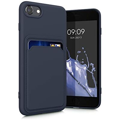 kwmobile Capa carteira compatível com Apple iPhone SE (2022/2020) / 8/7 capa com porta-cartões capa protetora com espaço para cartão azul escuro kwmobile Capa carteira compatível com Apple iPhone SE (2022/2020) / 8/7 capa com porta-cartões capa protetora com espaço para cartão azul escuro