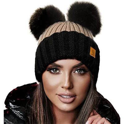 4sold Miki Hat mulher chapéu gorro tecido feito de malha das lã do inverno chapéu das meninas com o duplo Pom Cap Ski Snowboard Bobble 4sold Miki Hat mulher chapéu gorro tecido feito de malha das lã do inverno chapéu das meninas com o duplo Pom Cap Ski Snowboard Bobble