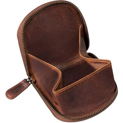 STILORD Dinheiro porta-moedas homem pequeno couro autêntico com compartimento para moedas e bilhetes carteiras para homem pele compacta carteira com fecho de correr Cor: Kara Cognac STILORD Dinheiro porta-moedas homem pequeno couro autêntico com compartimento para moedas e bilhetes carteiras para homem pele compacta carteira com fecho de correr Cor: Kara Cognac