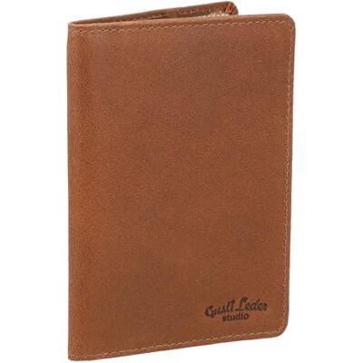 Gusti Leder Capa de couro para passaporte Brodie estojo protetor documentos couro de buey castanho Gusti Leder Capa de couro para passaporte Brodie estojo protetor documentos couro de buey castanho