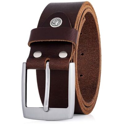 Lindenmann Cinto de couro para homem, 40 mm de largura, cinto de couro de búfalo, cor castanho Lindenmann Cinto de couro para homem, 40 mm de largura, cinto de couro de búfalo, cor castanho