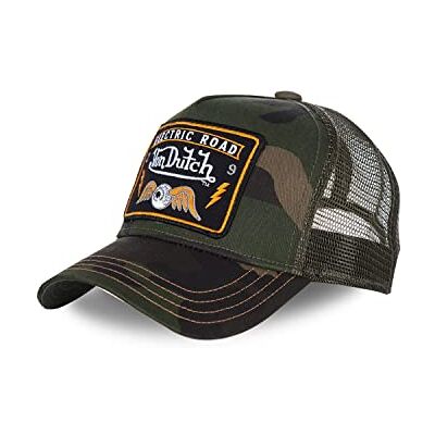 Von Dutch Bonés para homem e mulher, Trucker Square, verde SQUA Unissexo, adulto 55,5-60 cm, fecho snapback, malha rígida, viseira curva, vintage Von Dutch Bonés para homem e mulher, Trucker Square, verde SQUA Unissexo, adulto 55,5-60 cm, fecho snapback, malha rígida, viseira curva, vintage