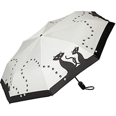 VON LILIENFELD Guarda-chuva de Bolso Gatos Negros Dobrável Abertura e Fecho Automático Resistente ao Vento Leve Estável Compacto VON LILIENFELD Guarda-chuva de Bolso Gatos Negros Dobrável Abertura e Fecho Automático Resistente ao Vento Leve Estável Compacto