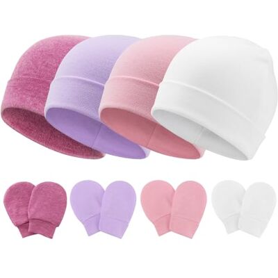 DRESHOW Bebé gorro e luvas para bebé recém-nascido bebé beanie chapéu para bebés crianças gorros DRESHOW Bebé gorro e luvas para bebé recém-nascido bebé beanie chapéu para bebés crianças gorros