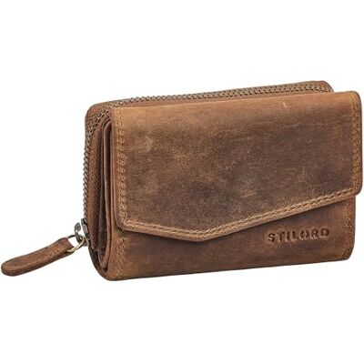 STILORD estilo carteira mulher pele autêntica média carteira com bloqueio RFID para mulher de pele como carteira retro porta-moedas fecho com caixa de presente cor: castanho médio STILORD estilo carteira mulher pele autêntica média carteira com bloqueio RFID para mulher de pele como carteira retro porta-moedas fecho com caixa de presente cor: castanho médio
