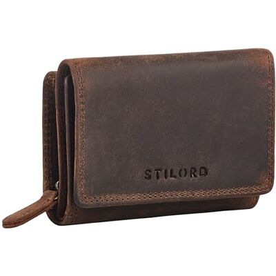 STILORD " Vintage carteira pele porta-moedas mulher pequeno com porta-cartões carteira bloqueio RFID mini carteira pele genuína porta-moedas couro com fecho de correr e 9 ranhuras cor: Kreta castanho STILORD " Vintage carteira pele porta-moedas mulher pequeno com porta-cartões carteira bloqueio RFID mini carteira pele genuína porta-moedas couro com fecho de correr e 9 ranhuras cor: Kreta castanho