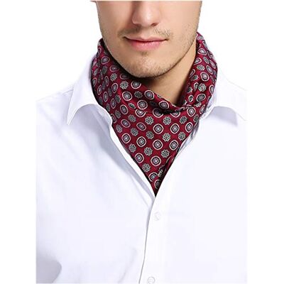 Prettystern Lenço de seda Ascot Bandana para homem quadrado de 53cm Prettystern Lenço de seda Ascot Bandana para homem quadrado de 53cm