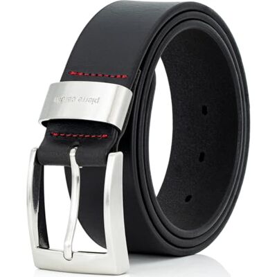 Pierre Cardin Cinto de couro com 40 mm de largura, 70007, preto ou castanho Pierre Cardin Cinto de couro com 40 mm de largura, 70007, preto ou castanho
