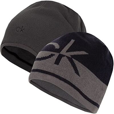 Calvin Homem CK Logo Reversível Chapéu de Malha com Listras Calvin Homem CK Logo Reversível Chapéu de Malha com Listras