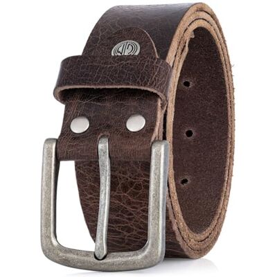 Lindenmann Cinto homem cinto de couro de búfalo, 40 mm de largura e 3,5 mm 4 mm de espessura, castanho Lindenmann Cinto homem cinto de couro de búfalo, 40 mm de largura e 3,5 mm 4 mm de espessura, castanho