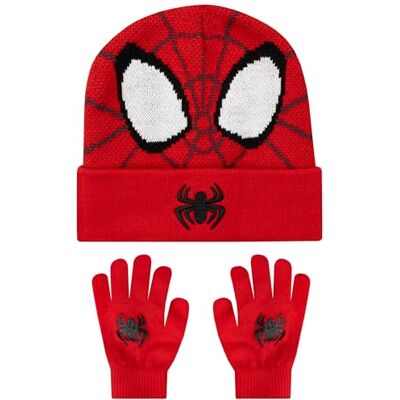 Marvel Conjunto de Luvas e Boné do Homem-Aranha da para Crianças, Bonés e Luvas de Inverno do Homem-Aranha para Crianças, Tamanho Único Vermelho Marvel Conjunto de Luvas e Boné do Homem-Aranha da para Crianças, Bonés e Luvas de Inverno do Homem-Aranha para Crianças, Tamanho Único Vermelho