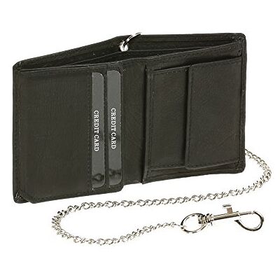 LEAS Biker Carteira pequena com corrente para senhores porta-moedas para senhoras, pele autêntica, preto Chain-Series'' LEAS Biker Carteira pequena com corrente para senhores porta-moedas para senhoras, pele autêntica, preto Chain-Series''