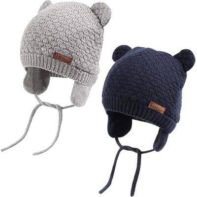 DRESHOW Chapéu de bebé gorro de bebé menina lindo urso orelha recém-Beanie gorro de malha quente para outono inverno DRESHOW Chapéu de bebé gorro de bebé menina lindo urso orelha recém-Beanie gorro de malha quente para outono inverno
