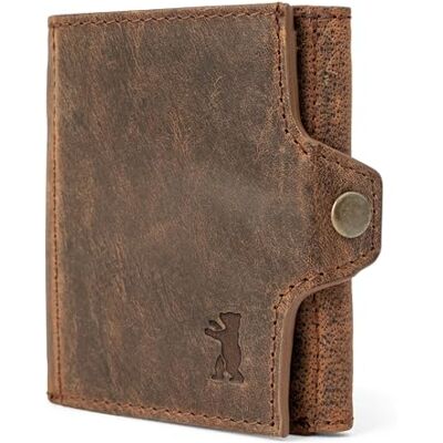 Berliner Bags Hamburg Mini carteira de couro para homem com porta-moedas Carteira de pele de búfalo slim castanho 8 cartões janela Dni ficha carrinho de proteção Nfc estilo vintage único Berliner Bags Hamburg Mini carteira de couro para homem com porta-moedas Carteira de pele de búfalo slim castanho 8 cartões janela Dni ficha carrinho de proteção Nfc estilo vintage único