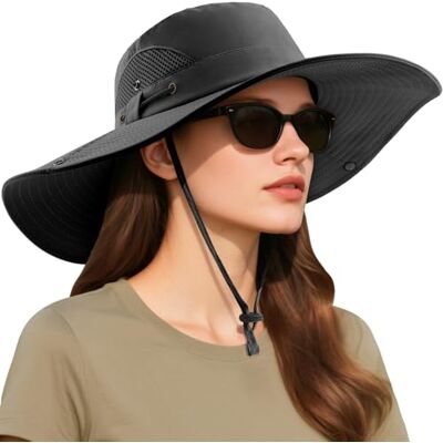 DRESHOW Chapéu de sol mulher de asa larga ao ar livre de proteção UV chapéus de verão dobrável de malha de pesca de praia balde boné DRESHOW Chapéu de sol mulher de asa larga ao ar livre de proteção UV chapéus de verão dobrável de malha de pesca de praia balde boné