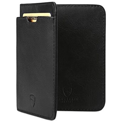 Vaultskin City Carteira Bifold de pele para homem com RFID, preto Design fino, para notas Euro/GBP, 9 cartões e dinheiro, não é adequado para dólares EUA. EUA Vaultskin City Carteira Bifold de pele para homem com RFID, preto Design fino, para notas Euro/GBP, 9 cartões e dinheiro, não é adequado para dólares EUA. EUA