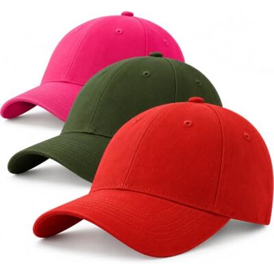 4sold Pacote de 3 bonés de beisebol para homens e mulheres, 100% algodão, boné de beisebol desportivo, casual, liso, chapéu de sol, chapéus de latão, estilo polo clássico 4sold Pacote de 3 bonés de beisebol para homens e mulheres, 100% algodão, boné de beisebol desportivo, casual, liso, chapéu de sol, chapéus de latão, estilo polo clássico