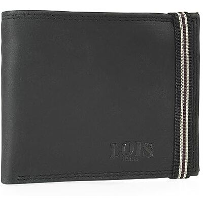 Lois Carteira de pele para homem carteira homem pele com carteira interior e porta-cartões, design Slim, couro autêntico, presente elegante. Proteção RFID, Preto, Clássico Lois Carteira de pele para homem carteira homem pele com carteira interior e porta-cartões, design Slim, couro autêntico, presente elegante. Proteção RFID, Preto, Clássico