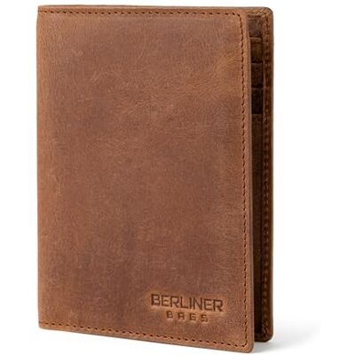 Berliner Bags Oskar Capa passaporte carteira de pele homem e mulher com Capa castanha passaporte de pele autêntica carteira documentos janela Dni 4 cartões proteção RFID estilo vintage elegante Berliner Bags Oskar Capa passaporte carteira de pele homem e mulher com Capa castanha passaporte de pele autêntica carteira documentos janela Dni 4 cartões proteção RFID estilo vintage elegante
