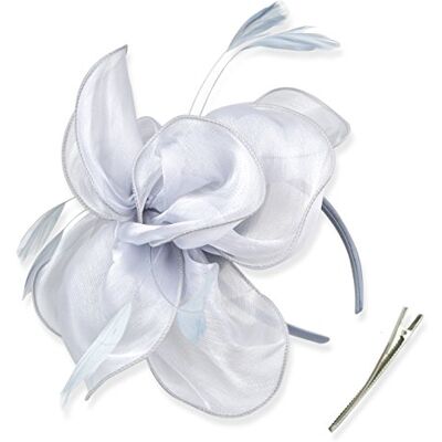 DRESHOW Fascinators Hat Cocktail Tea Party Headwear flor de malha organza fitas penas numa bandolete e um clipe de garfo para meninas e mulheres DRESHOW Fascinators Hat Cocktail Tea Party Headwear flor de malha organza fitas penas numa bandolete e um clipe de garfo para meninas e mulheres