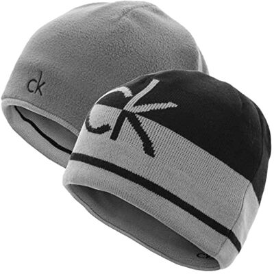 Calvin Homem CK Logo Reversível Chapéu de Malha com Listras Calvin Homem CK Logo Reversível Chapéu de Malha com Listras