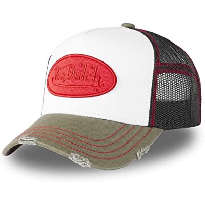 Von Dutch Bonés para homem e mulher, Trucker Summer, homem branco Unissexo, adulto 55,5-60 cm, fecho snapback, malha rígida, viseira curva, streetwear Von Dutch Bonés para homem e mulher, Trucker Summer, homem branco Unissexo, adulto 55,5-60 cm, fecho snapback, malha rígida, viseira curva, streetwear