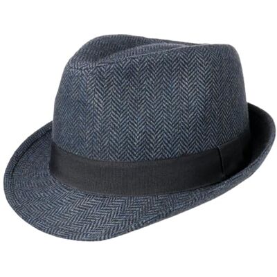 LIPODO Trilby Herrinbone Chapéu para mulher / homem chapéu clássico de tecido com fita na taça Trilby para verão / inverno fedora LIPODO Trilby Herrinbone Chapéu para mulher / homem chapéu clássico de tecido com fita na taça Trilby para verão / inverno fedora