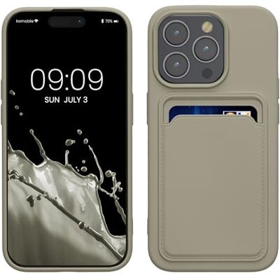 kwmobile Capa de cartões compatível com iPhone 15 Pro Capa com porta cartões Carcaça de carteira protetora com espaço para cartão Cinza Claro Fosco kwmobile Capa de cartões compatível com iPhone 15 Pro Capa com porta cartões Carcaça de carteira protetora com espaço para cartão Cinza Claro Fosco