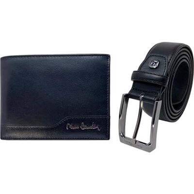 Pierre Cardin Conjunto de presente para homem, cinto e carteira de couro, carteira para homem, criança, slim, carteira, cinto, Preto Pierre Cardin Conjunto de presente para homem, cinto e carteira de couro, carteira para homem, criança, slim, carteira, cinto, Preto