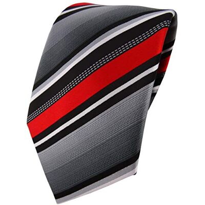TigerTie Gravata vermelho prata cinzento branco riscas, Vermelho prata cinzento branco TigerTie Gravata vermelho prata cinzento branco riscas, Vermelho prata cinzento branco